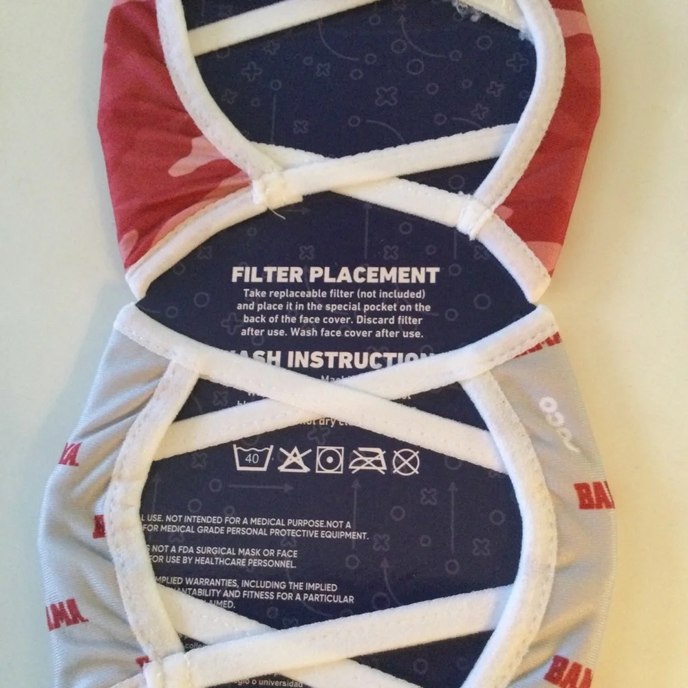 ALABAMA CRIMSON TIDE 2 PIECE FACE MASK COVERINGS RED GRAY ADULT OS NWT